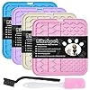 Bikabpet Lick Mat for Dogs and Cats，Cat Licking Pad with Suction Cups for Dog Anxiety Relief，Dog Peanut Butter Lick Pads for Dogs Perfect for Bathing Grooming,Slow Feeders for Dogs and Cats,4Pack