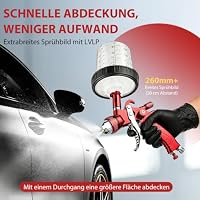 HVLP Spritzpistole mit 4 Düsen-Kits 1,4/1,7/2,0/2,5mm, Lackierpistolen Auto mit 10 x 650ml Einweg-Farbbechern, Schwerkraftzufuhr-Farbspritzpistole zum Lackieren von Autos, Möbeln (Rot) – Ansicht 6