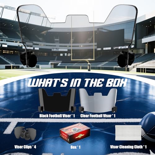 Image of KUBQLIG Football Helmet Visors, Clear and Tinted, 1 or 2 Pack | Clear and tinted options for many youth and adult facemasks with installation hardware