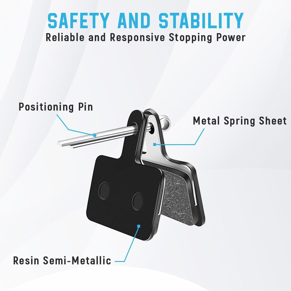 8 Pairs Bike Brake Pads Compatible With Tektro Shimano Trp Deore - High Performance Disc Brakes for Mountain Bike With Spring (Black Semi-Metallic)