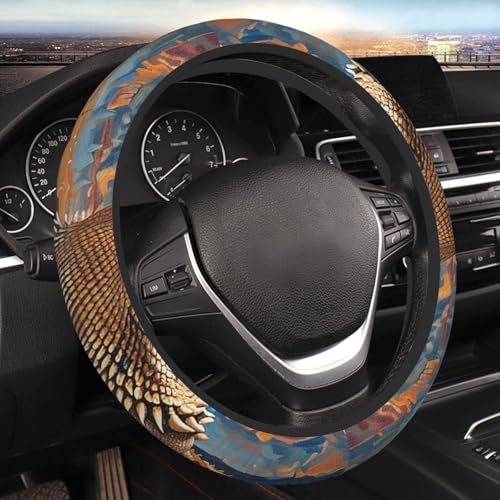 Car-Steering-Wheel-Cover-Anti-Slip-Protector-15-Inch-Universal-Vehicle-Truck-SUV-Bearded-Dragon-Lizards-Retro-Starry