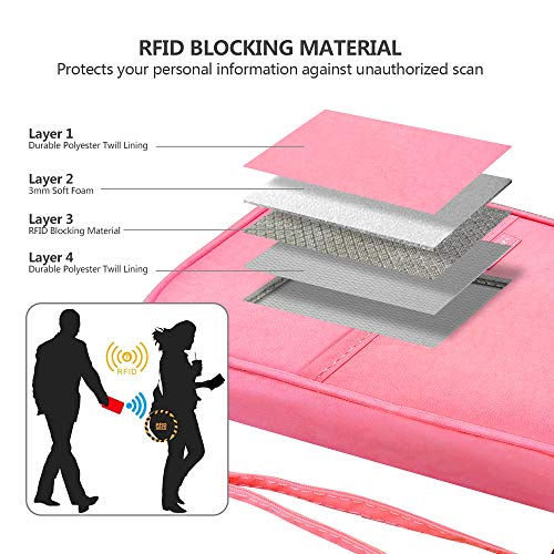 Image of RFID Family Passport Wallet Holder Waterproof, Travel Document Organizer Credit Card Clutch Bag for Men Women, RFID Pink, One Size, Classic