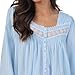 Eileen West Sleepwear & Loungewear - Dobby Stripe Collection - 100% Cotton Longsleeve Full-Length Robe Nightgowns for Women Breathable Lightweight Night Gown, Blue, M