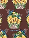 Notebook: Hummingbird Sunflower Pink Garden Basket Design | 8.5 x 11 | college lined pages |120 pages