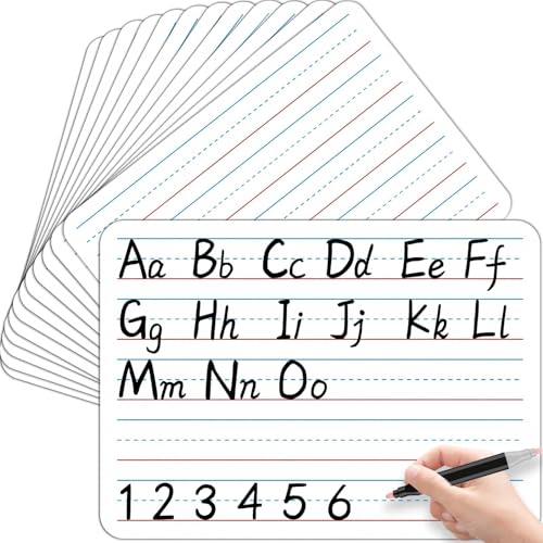 Preescolar, Office Product 24 piezas de doble cara con forro de cartón para borrado en seco, papel de escritura, cartón, práctica de escritura a mano para estudiantes y profesores,...