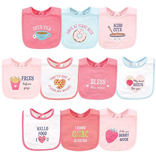 Image of Hudson Baby Unisex Baby Cotton Bibs, Food Puns Girl, One Size