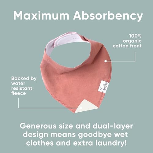 Miniatura 147 de Copper Pearl Paquete de 4 baberos de algodón suave para babeo y dentición, baberos absorbentes para bebés niñas y niños, ajustables para adaptarse a
