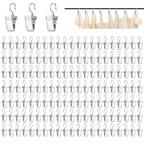 150 Piezas Clips para Cortinas, Clips de Gancho de Metal, Clips de Cortina de Acero Inoxidable, Clip Cortina de Metal pequeños con Ganchos, Pinzas para Cortinas, Fotos, Decoración del Hogar (Plata)