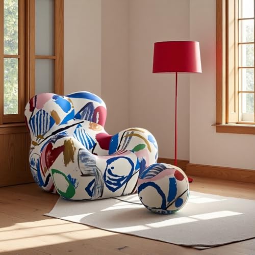 Sofá De Suelo para Adultos, SillóN Puff De Espuma ViscoeláStica, CóModo Sofá Individual De Alta, para Salas De Entretenimiento, Cine En Casa,Graffiti,102×115×92cm