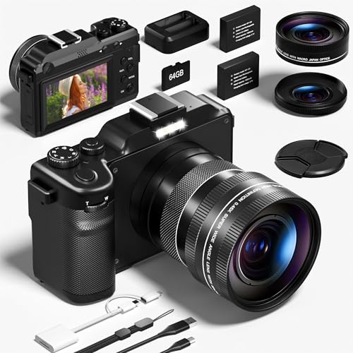 Cámara Fotográfica 5K 64MP con Tarjeta 64GB WiFi,...