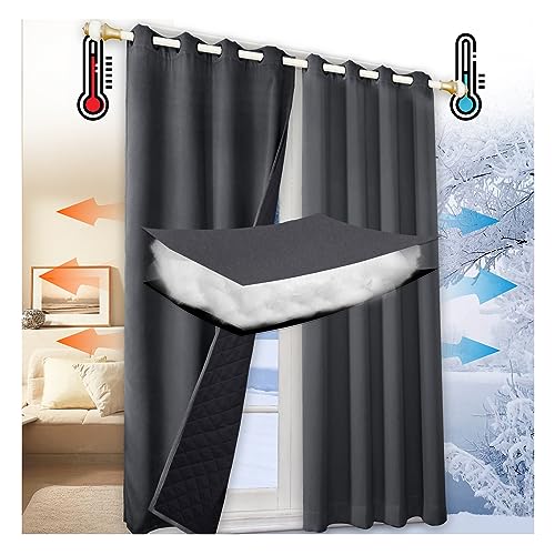 Mewkew Winter Thermo Vorhänge Außenbereich Wasserdicht Vorhänge,B102xH223cm,Schlafzimmer Raum Vorhänge für Garten, Terrasse, Pavillon, Winddicht,verdunkelnd, Wärmeisolierte Ösenvorhänge, 1 PCS
