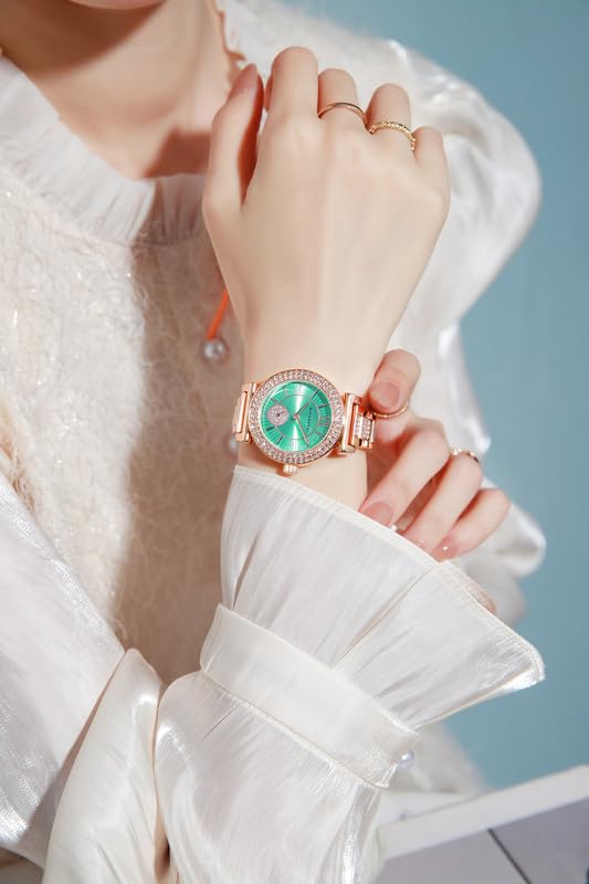 Image of Giordano Luxury Analog Watch for Women - Elegant Crystal Design with sub dial and Diamond Studed statinless Steel Strap