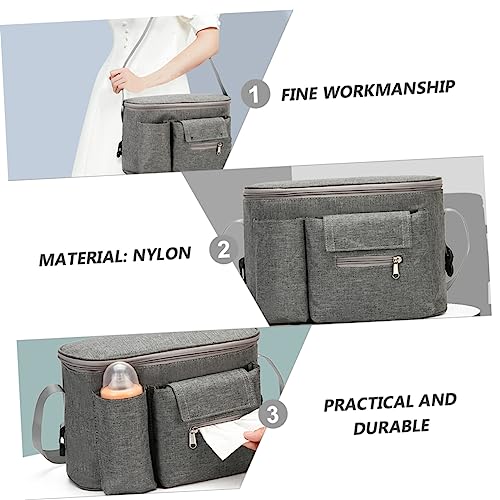 Bolso pañalera multifuncional gris claro miniatura 7