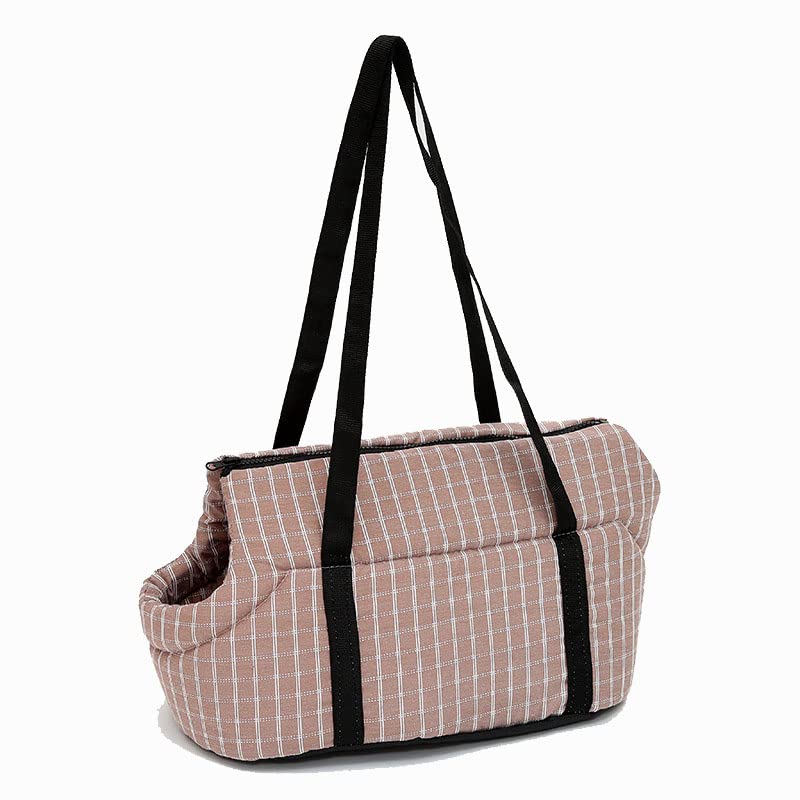 Bolsos Para Perros,Bandolera Para Perro Bolsas de hombro for perros de mascotas suaves Protegida con mochila exterior PET PERROPORTE PORT POR PUPPY VIAJE for PERROS PEQUEÑOS(Pink Plaid,Medium 40x25x28
