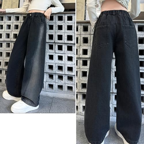 Jeans for Girls Wide Leg Kids Baggy Denim Pants High Waisted Cute Clothes Y2k Streetwear Outfits with Pockets 3-16Y4