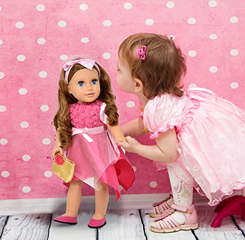 Muñeca Fashion 18 pulgadas con pelo rizado y accesorios miniatura 5