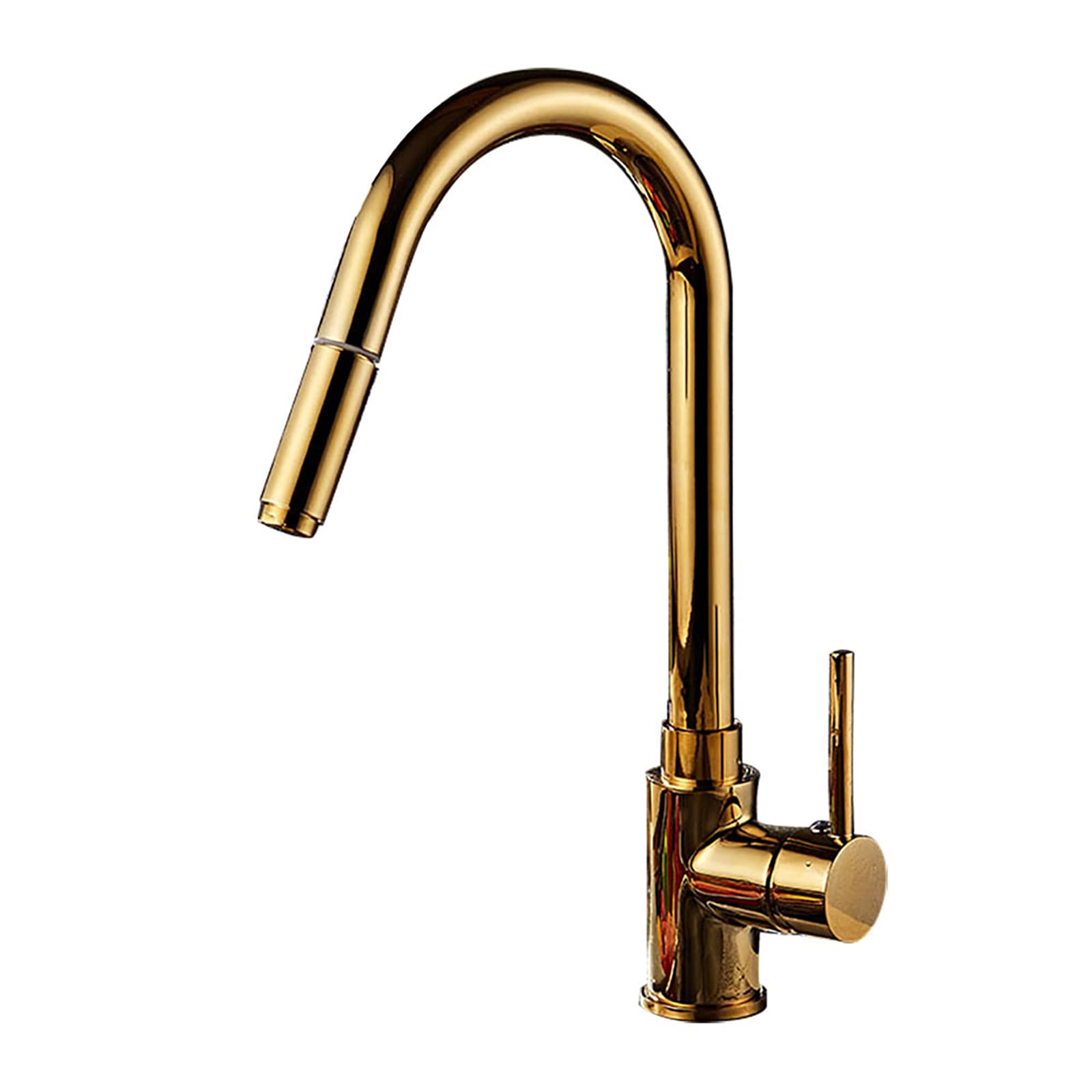Mitigeur cuisine doré rotatif 360° pour évier avec douchette extractible eau chaude froide