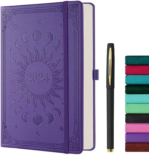 2024 Diary A5 Page a Day | Diary 2024 Day Per Page | with Pen Set | Jan to Dec | Day View Planner Organizer | Hard Cover | Monthly Tabs, 2 Bookmarks, Inner Pocket A5(5.9 × 8.5 Inch) Dark Green
