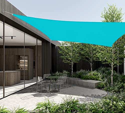 Windscreen4Less Waterproof Sun Shade Sail Terylene Uv Blocker Square Sunshade Patio Canopy Sail 16' X 16' In Color Turquoise - Customized Sizes #TOP7