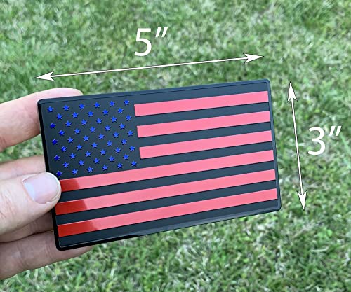 Image of US Black Flag Auto Car Fender Emblem for Cars Trucks Laptop Walls (5 inchx3 inch, Black Red Blue)
