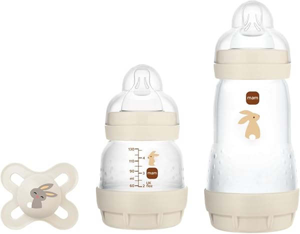 MAM Set de Recién Nacido, Set Regalo, Incluye: 1 Biberón Anticólico de 130ml, 1 Biberón Anticólico de 260ml, 1 Chupete Original Start, a partir de 0 meses, Neutro - 1