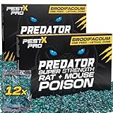 Pest X Pro Predator Rat Poisoning Super Strength (12 Pack) - Powerful Single Feed Rat Killer & Mouse Poison - Brodifacoum in Easy To Use Sachets - Indoor & Outdoor Rodent Control