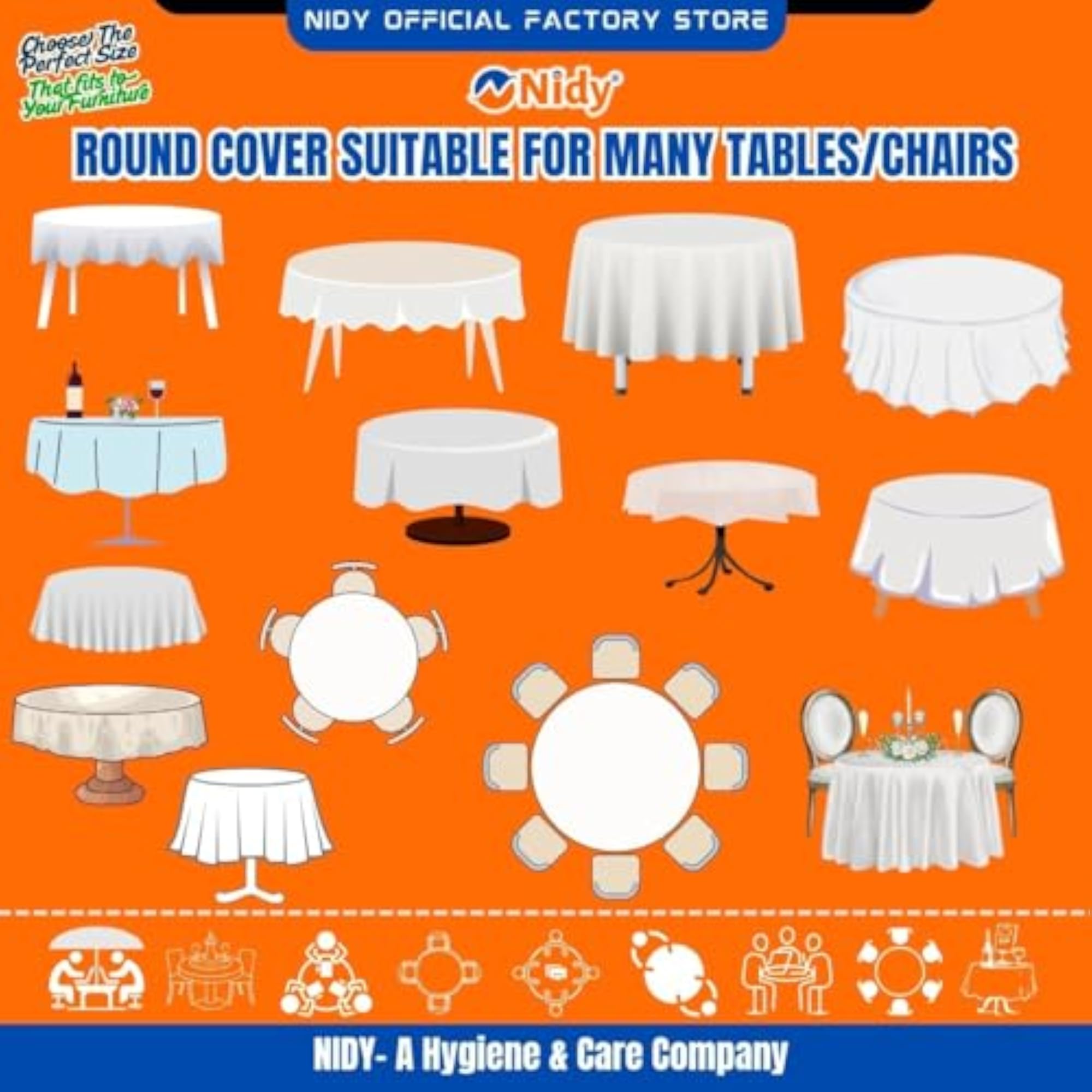 Disposable Non-Woven Round Table Covers for Home & Office