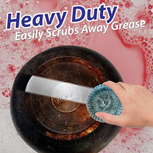 Image of 5 Pcs ESSPERTA Stainless Steel Wool Scrubber,5 Steel Scrubber Wool Pads for Cleaning Dishes, Metal Scrubber Pot Scrubbers Can Clean Iron Pots, Stoves, Barbecue Grills, Wash Sink