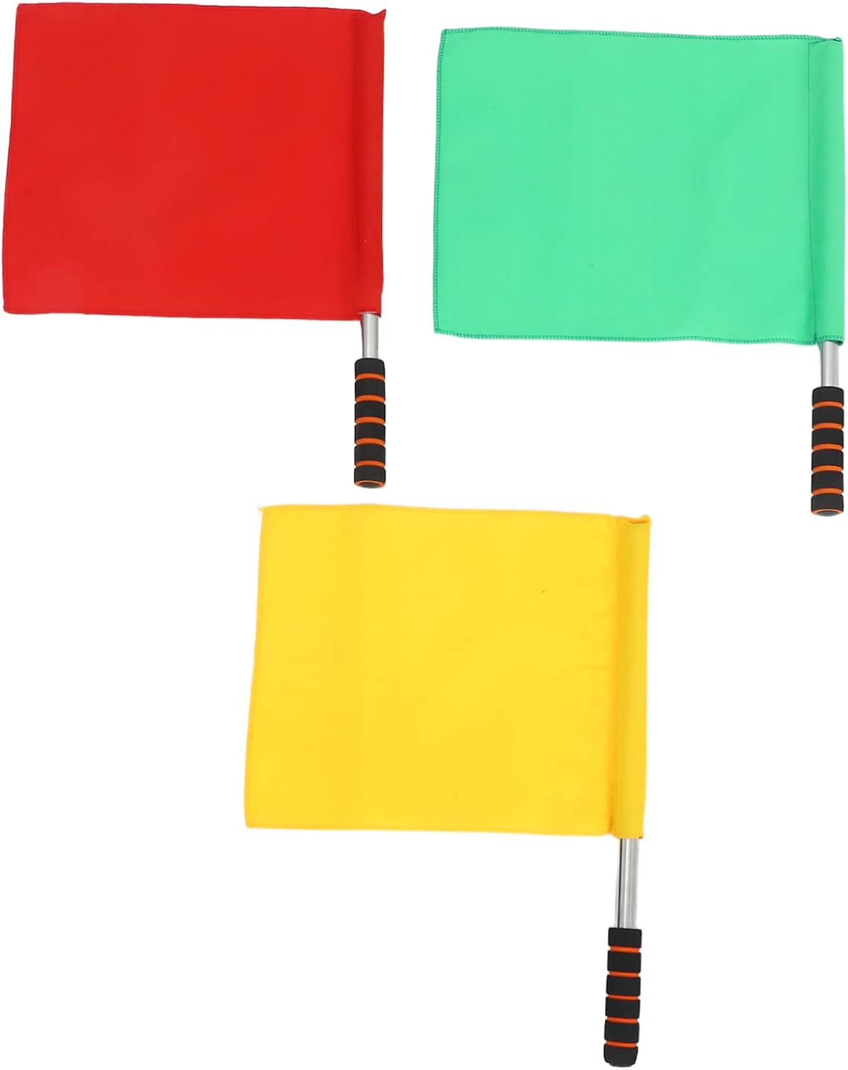 Toyvian 3Pcs Traffic Safety Signal Flags with Poles High Visibility Commanding Referee Flags for Events Skid Design Durable and Lightweight