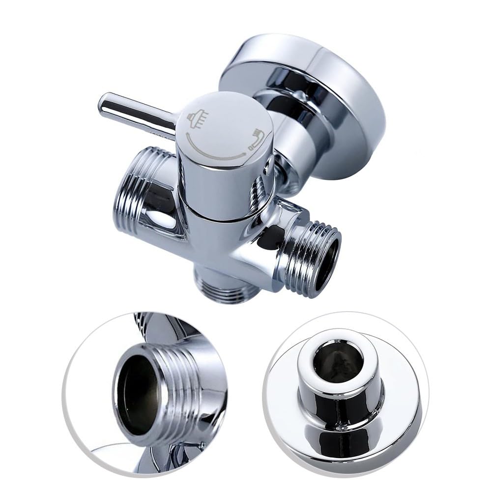Valvola deviatore doccia a 3 vie, valvola a T in ottone G1/2" + G3/4 bagno