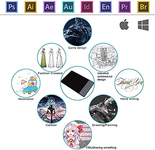 Tableta digitalizadora gráfica con lápiz de presión, área activa de 4 x 2,23 pulgadas, 8192 niveles de sensibilidad a la presión y soporte de inclinación ±60° miniatura 3