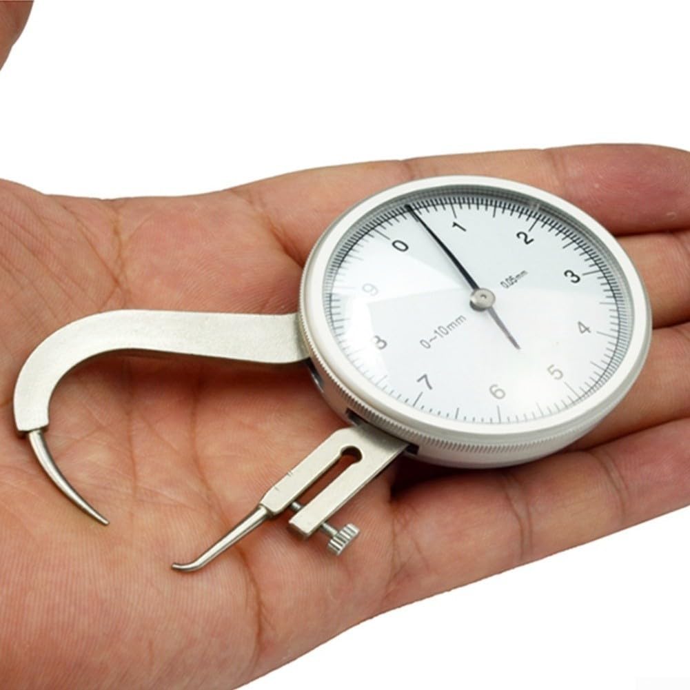 Medidor de espesor de mano 0-10mm para calibrador de dial con puntero puntiagudo para medición de chapa de metal herramienta de plata