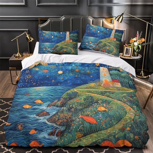 Housse de couette fermeture éclair imprimé 3D microfine lit double - 4