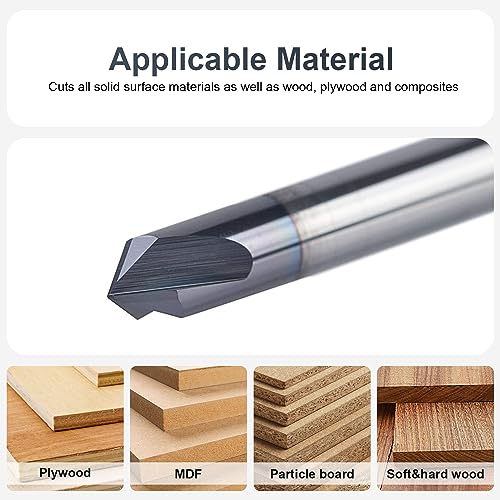 SpeTool VHM Fasenfräser Gravierfräser V Nutfräser 90 Grad Gravierstichel 4mm Schaft 3 Flöten CNC Fräser für Oberfräse mit TiAlN Beschichtung Holzfräser Schaftfräser für Werkzeugmaschinen und Anfasen