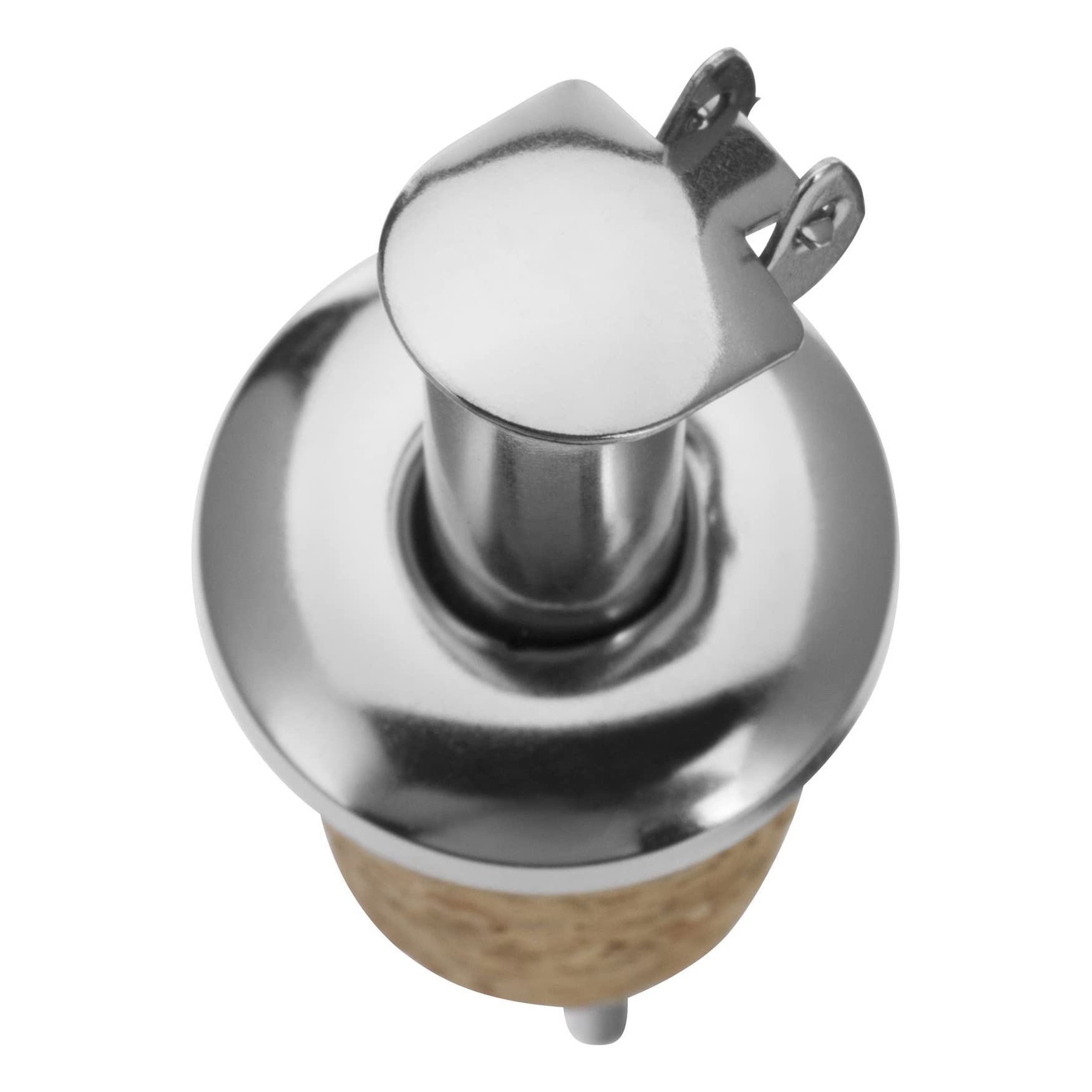 Westmark 4 Beccucci per Bottiglie di Liquori e Olio + 4 Tappi di Ricambio, Corti, Metallo/Acciaio Inossidabile, Tappi in Sughero Naturale, Inox Gastro, Argento, 457022E3
