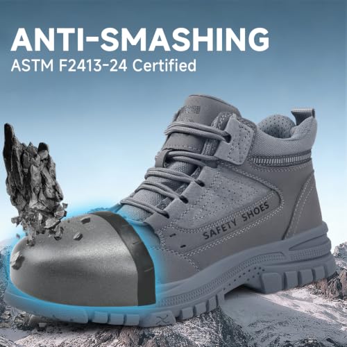 Image of Steel Toe Work Boots for Men - High Top Puncture Resistant Safety Boots - Industrial Boot for Worker - Comfortable Work Boot for Construction