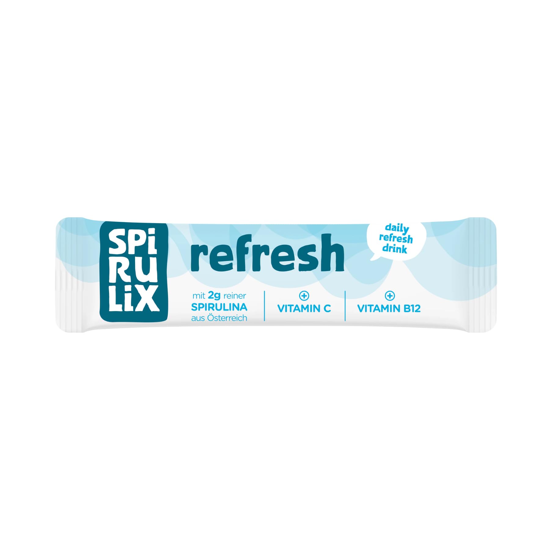 Spirulina Refresh Stickpacks 30 Sticks, Superfood-Drink mit Vitamin C & Vitamin B12, Spirulina aus Österreich, Vegan, Natürlicher Energie-Boost, Ananas-Apfel Geschmack