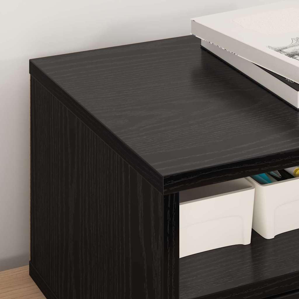 Druckerständer Holzwerkstoff Schwarz Eichen-Optik 40x32x24 cm | Herausziehbare Schublade mit Rollen, viel Stauraum, modernes Design, pflegeleicht mit feuchtem Tuch