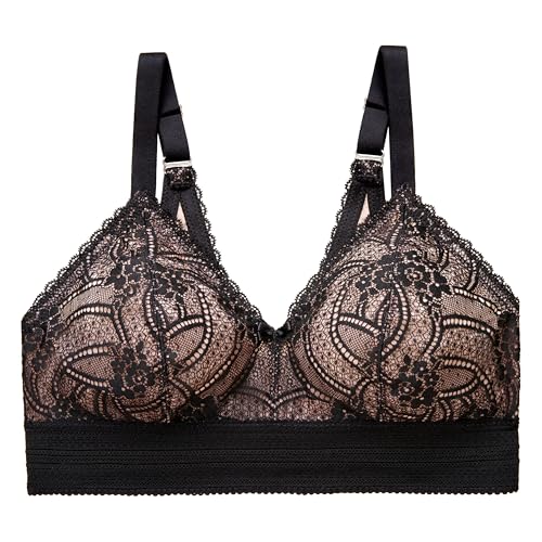 Glamorise Women's Plus Size Luxe Lace Bralette Wirefree #70124