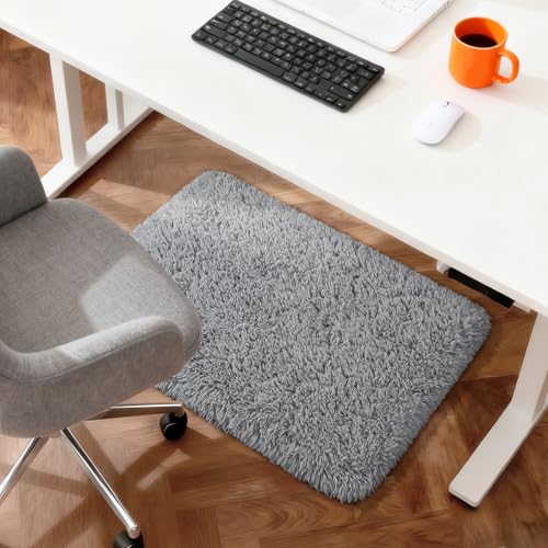 Merelax Soft Modern Indoor Shaggy Area Rug for Bedroom Livingroom Dorm Kids Room Home Decorative, Non-Slip Plush Fluffy Furry Fur Rugs Comfy Nursery Accent Floor Carpet 2x3 Feet, Grey