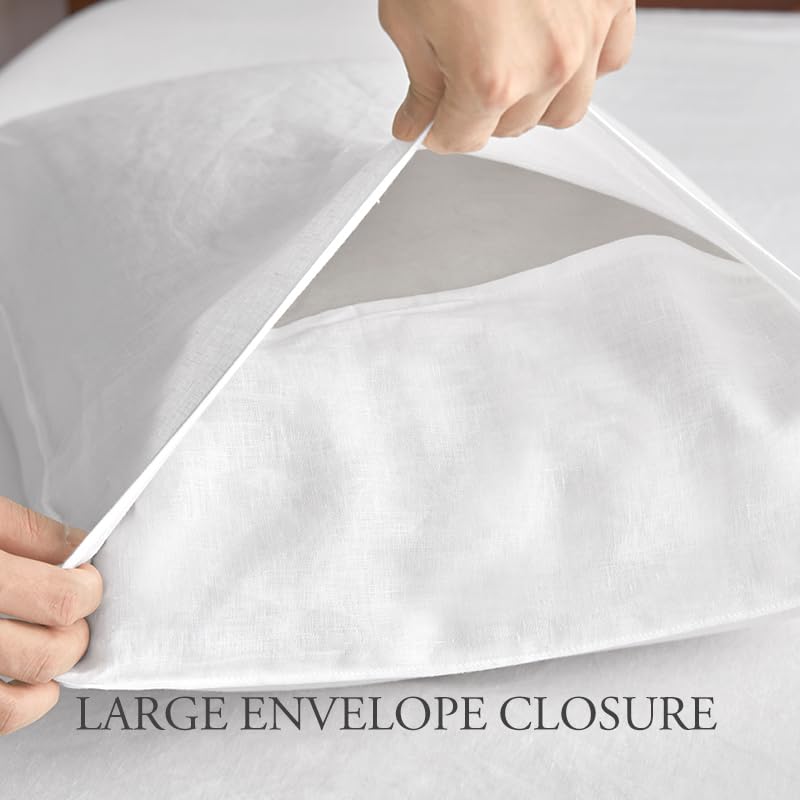 DAPU Pure Linen Sheets Set, 100% French Linen from Normandy, Breathable and Durable for Hot Sleepers, 4 Pcs Set - 1 Flat Sheet, 1 Fitted Sheet, 2 Pillowcases (White, California King)
