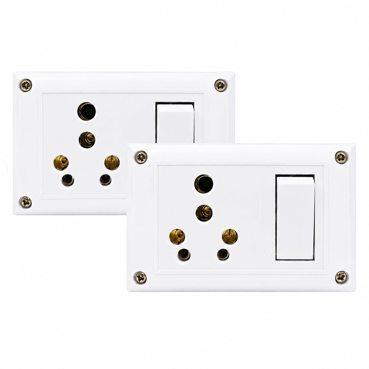 ATC White Electrical Switch Socket Combo Board, 6A/16a 5-Pin Socket with 1-Way Switch, Pack of 2-image-5
