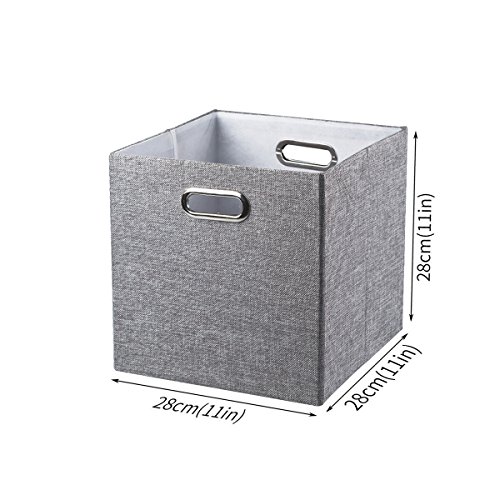 BAIST Cubby Storage Bins,Gold Canvas Decorative Foldable Cube Storage