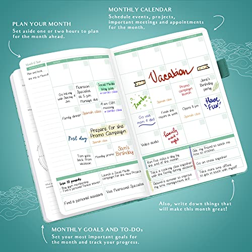 Legend Weekly Colorful Planner 2Nd Edition – Undated Life & Work Agenda Journal For Time Management, Goal Setting, Productivity, Tasks & To Do Lists – A5 Size, 5.8 ″ X 8.3″, Hardcover – Turquoise #TOP3