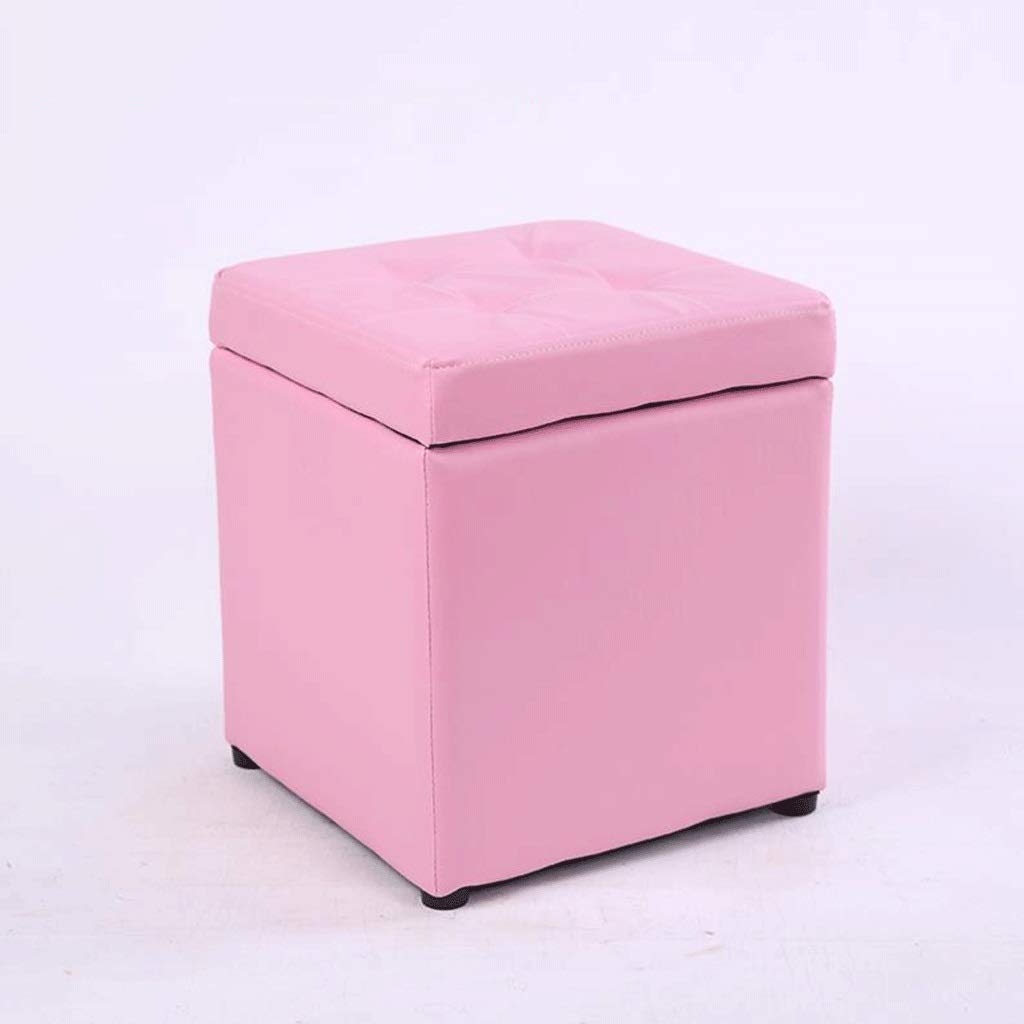 Repose-pieds ottoman en cuir PU haut de gamme rose avec mousse haute résilience