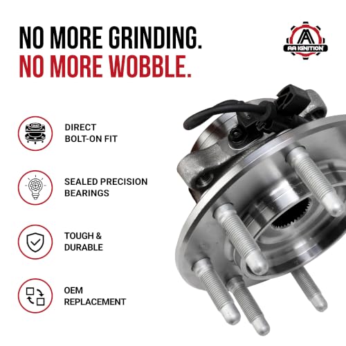 Image of Front Wheel Bearing and Hub Assembly - Compatible with Chevrolet, GMC, Hummer - Rear Wheel Bearing - Replaces 515058, 89059059AA, 15042868, 15104582, 15112411-1999-2007