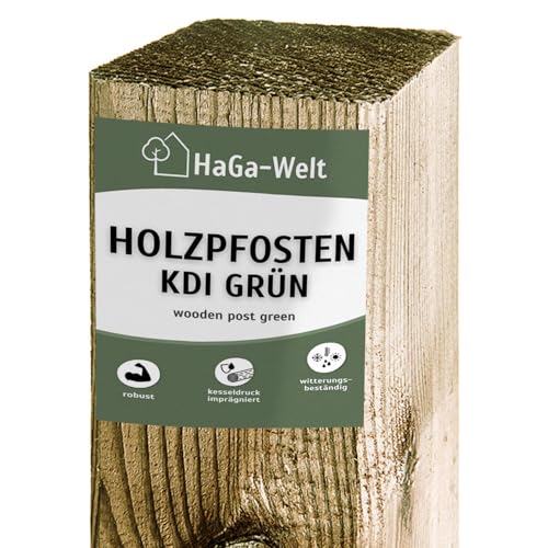 Postes de madera HaGa 9 x 9 cm | altura 180 cm | 1 pieza - para la construcción de cercas - Madera de pino impregnada a presión - Ideal como valla de jardín o valla para perros