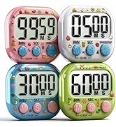 Acomingwin 4 Pack Digital Timer for Kids, Kitchen Timers for Cooking, Magnetic Countdown Timer fo...