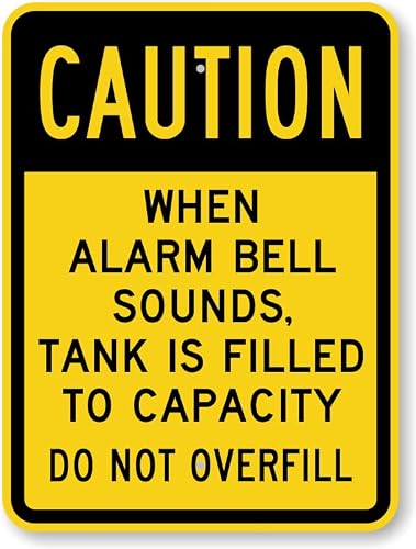 Tank Full Stop Filling Warning Metal Sign, Alarm Prompt Oil Filling Limit Notice For Industrial Site, 8x12 Inch