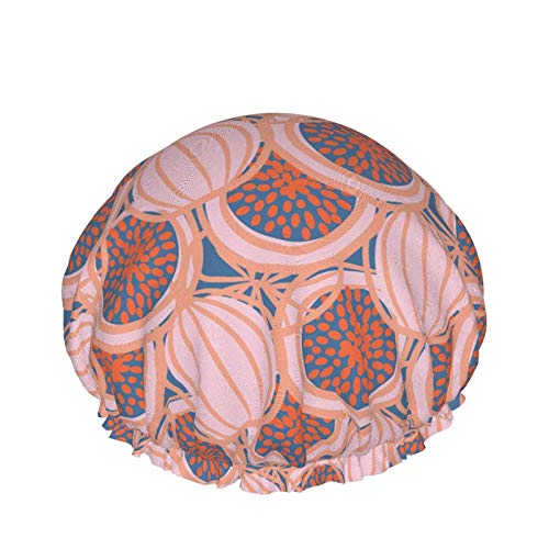 Fruit Fig Shower Cap Women Double Layer Waterproof Bath Cap Eva Lining Design For All Hair Lengths